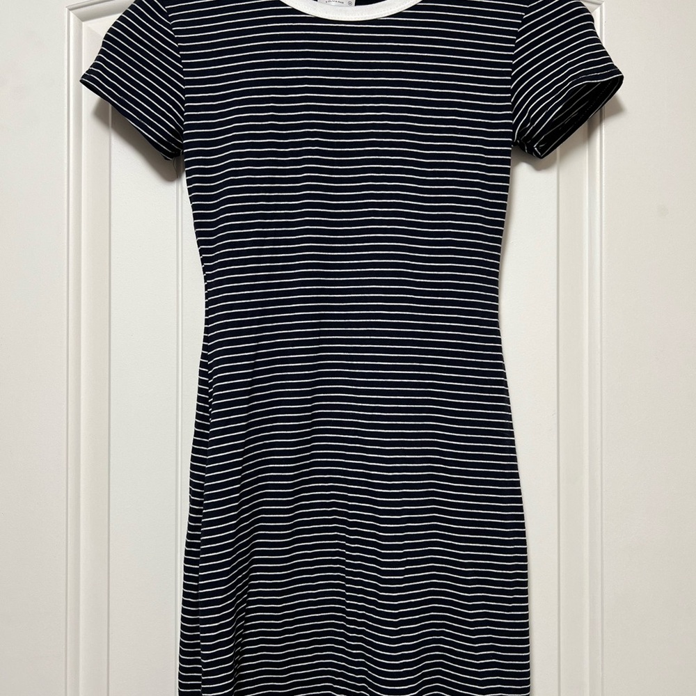 Striped Black and White Mini T-Shirt Dress